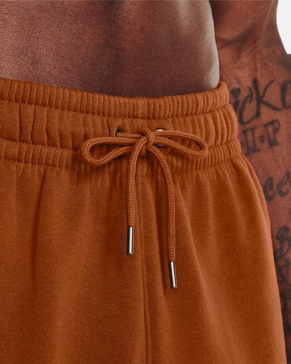 Men's UA Essential Fleece Playback Shorts, Orange, pdpMainDesktop image number 3